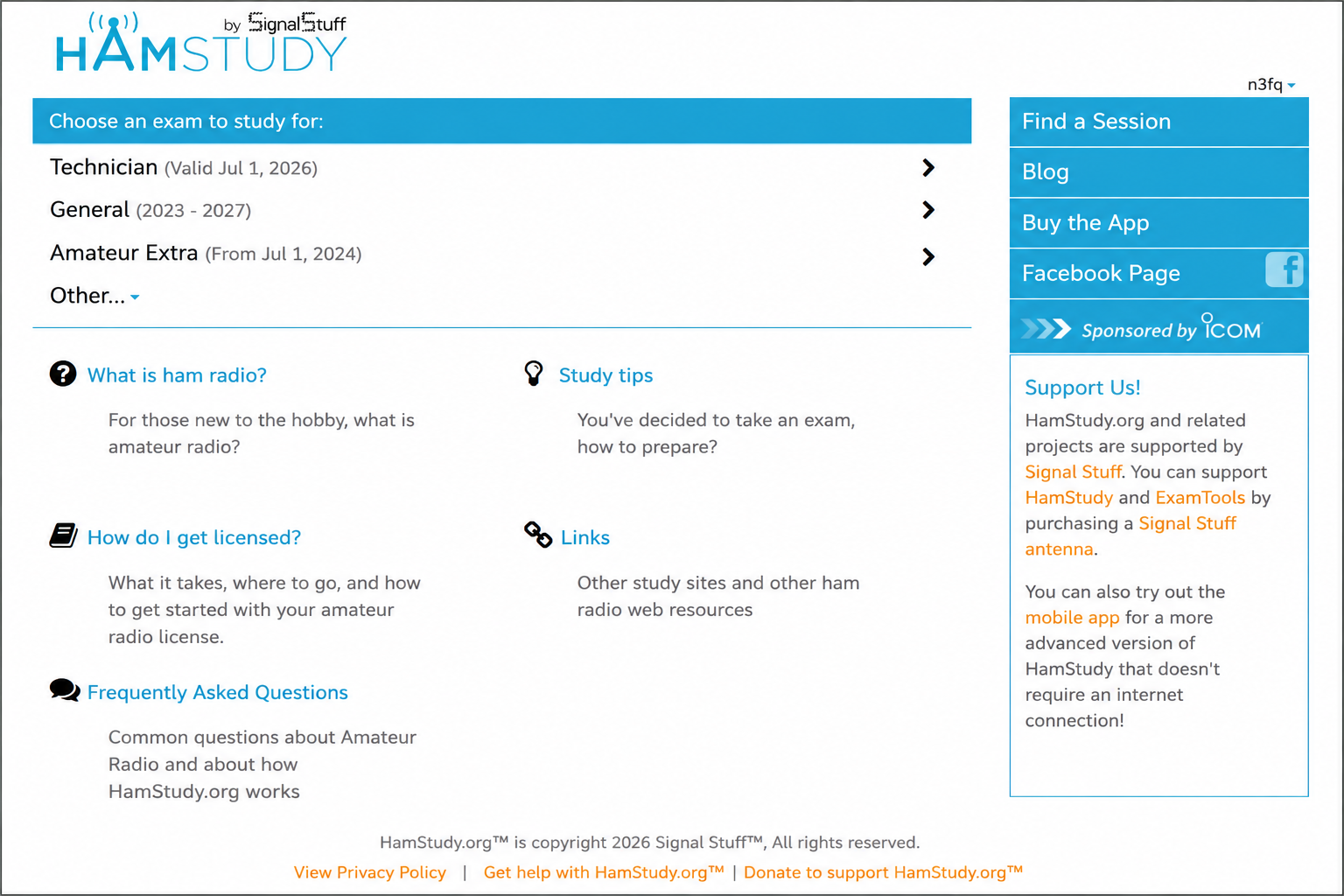 Testing - DLARC_HamStudy_Account_ImageMainScreen